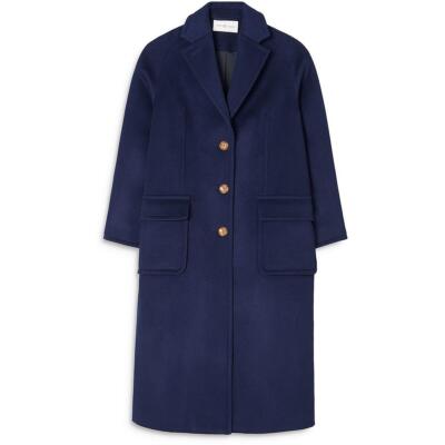 

Женское темно-синее шерстяное длинное нарядное пальто Tory Burch Верхняя одежда  BHFO 7520, Medium navy, 88377