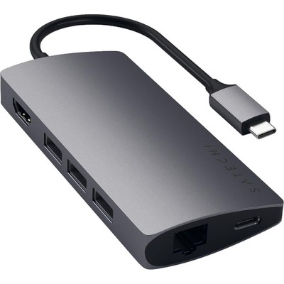 Многопортовый адаптер Satechi USB Type-C с 4K HDMI и Ethernet V2, космический серый