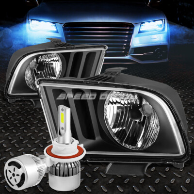 ЧЕРНАЯ ФАРА КОРПУСА + ПРОЗРАЧНЫЙ УГОЛ + БЕЛЫЙ СВЕТОДИОД H13 HID с ВЕНТИЛЯТОРОМ ДЛЯ 05-09 MUSTANG