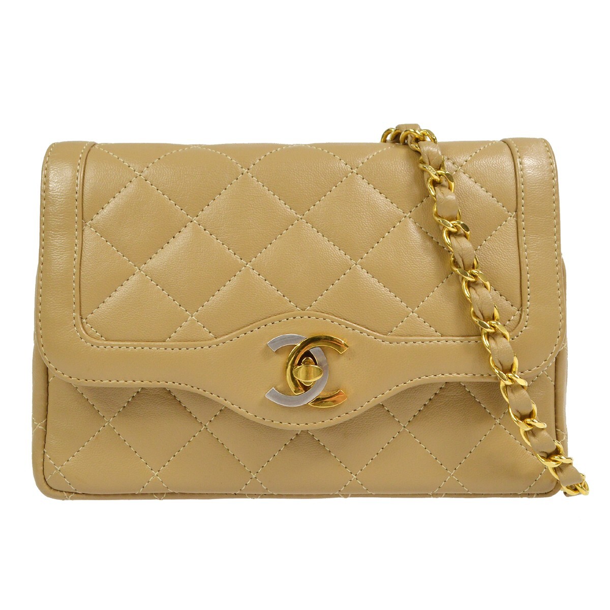 Chanel Beige Lambskin Paris Limited Single Chain Shoulder