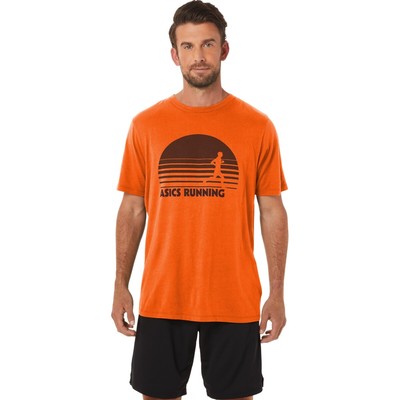 

Мужская футболка с рисунком Sunrise Runner ASICS, одежда для бега 2031C811, Marigold orange heather, 2031C811
