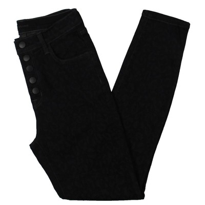 

J Brand Womens Lillie Черные укороченные джинсы-скинни из денима с высокой посадкой и животными  BHFO 8295, Черный