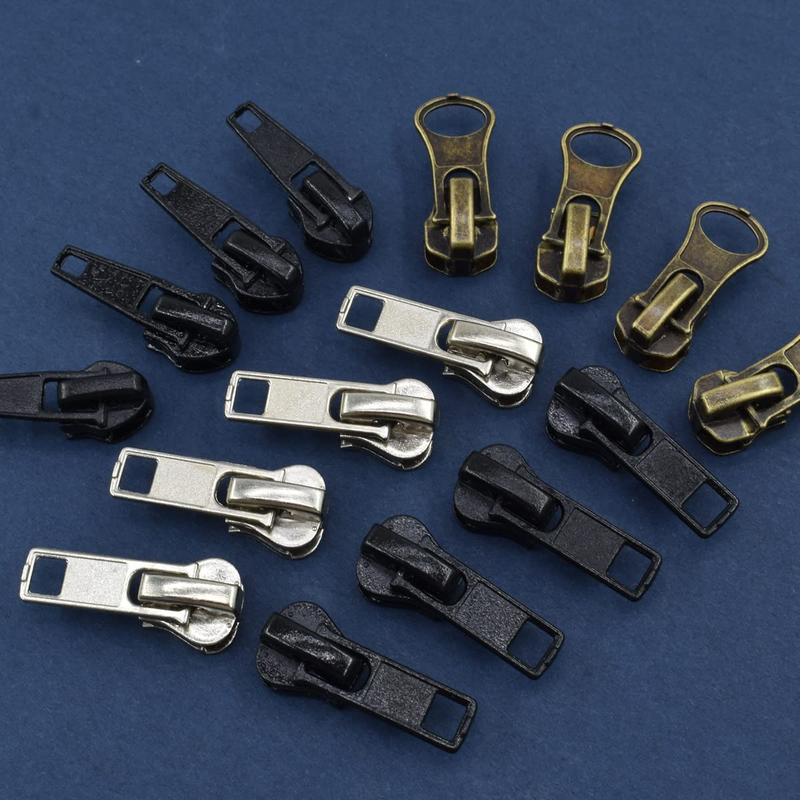 24 Pcs #5#7 Zipper Sliders Replacement Zipper Pull Repair Kit Includes top and B