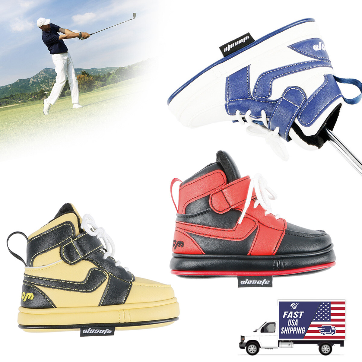 Leather Golf Protection Putter Head Cover Funny Shoe Shaped Blade Headcovers USA