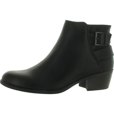 B.O.C. Womens Black Faux Leather Ankle Boots 11 Medium (B,M) BHFO 1757