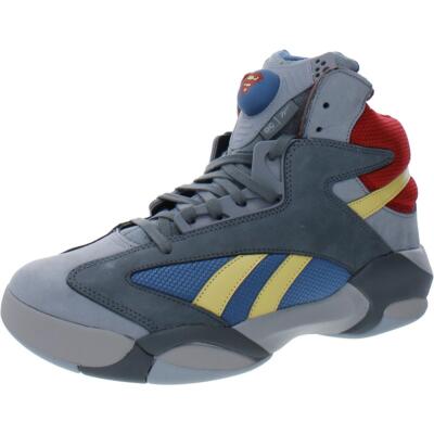

Мужские кроссовки Reebok SHAQ ATTAQ замшевые для фитнеса, баскетбола, тренажерного зала, BHFO 4523, Grey/blue/red, SHAQ ATTAQ