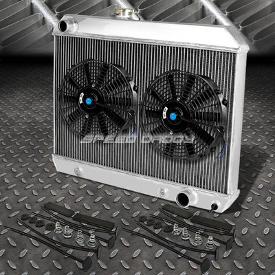 3-РЯДНЫЙ АЛЮМИНИЕВЫЙ РАДИАТОР + КОМПЛЕКТ ИЗ 2-Х ВЕНТИЛЯТОРОВ НА 10 ВЕНТИЛЯТОРОВ ЧЕРНОГО ЦВЕТА ДЛЯ PONTIAC GTO/TEMPEST/LEMANS 65-66