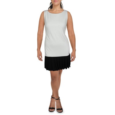 

DKNY Женское дневное мини-платье с короткими воланом черного и цвета слоновой кости  BHFO 2675, Ivory/black