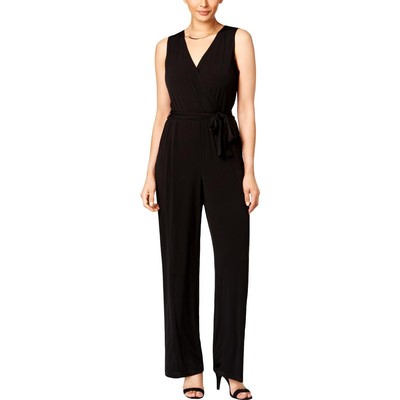

Женский черный матовый трикотажный комбинезон с v-образным вырезом NY Collection Petites  BHFO 8218