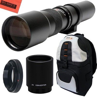 500mm 1000mm f/8 Telephoto Lens + BackPack for Nikon D3000, 