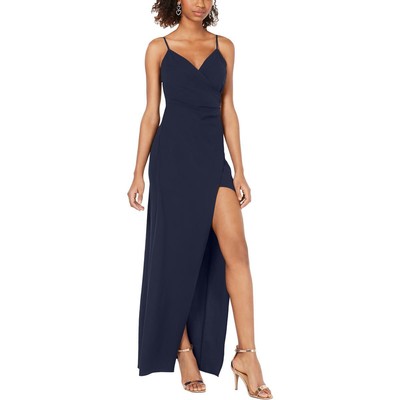 Emerald Sundae Womens Navy Slit V-Neck Evening Dress Gown Juniors XS BHFO 8706
