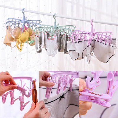 Sock Drying Rack 24 Clips Plastic Laundry Clothes Hanger Rotatable Hanger~