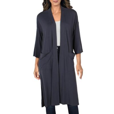 Eileen Fisher Womens Navy Tencel Boxy Open Front Cardigan Top XXS BHFO 2536