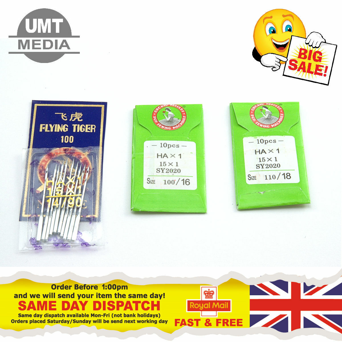 Sewing Machine Needles Universal 90 14 100 16 110 18 Fits All Brands Uk Ebay