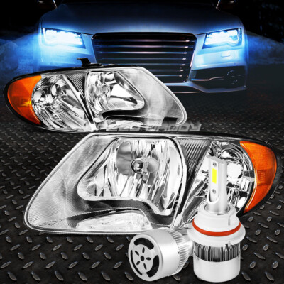 ХРОМИРОВАННАЯ ФАРА КОРПУСА + ЯНТАРНЫЙ УГОЛОК + БЕЛЫЙ СВЕТОДИОД 9007 HID с ВЕНТИЛЯТОРОМ ДЛЯ 01-07 CARAVAN