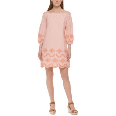 

Женское прямое мини-платье Vince Camuto с оранжевыми люверсами и открытыми плечами  BHFO 8187, Tangerine