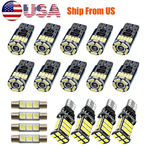 18PCS For 2007-2021Toyota Tundra White Auto Interior LED Light Bulb Package Kit