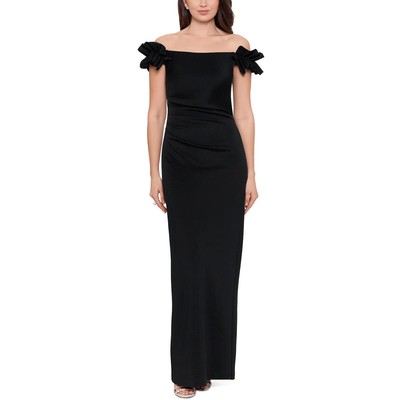 Женское длинное вечернее платье X by Xscape с оборками черного цвета 16 BHFO 2036