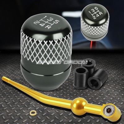 ЗОЛОТИСТЫЙ АЛЮМИНИЕВЫЙ ОДНОСКОРОСТНОЙ КОРОТКИЙ ПЕРЕКЛЮЧАТЕЛЬ ПЕРЕДАЧ + СЕРАЯ 5-СТУПЕНЧАТАЯ СЕТЧАТАЯ РУЧКА ДЛЯ EK/ EJ/ EG/DC