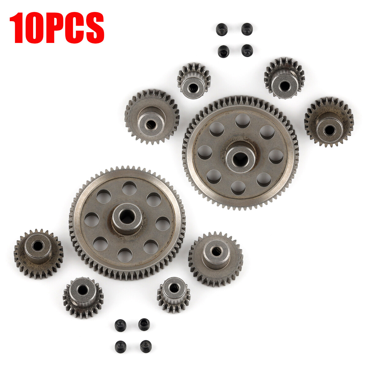 5/10 x 11164 Metal Spur Diff Main Gear Set&Motor Pinion Cogs For HSP 1/10 RC Car