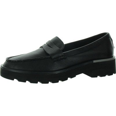 Sperry Womens Chunky Penny Black Leather Loafers 7 Medium (B,M) BHFO 3381