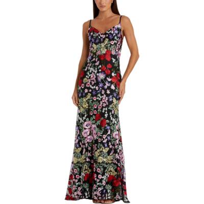 Pre-owned Mac Duggal Womens Embellished Illusion Evening Dress Gown Bhfo 9017 In Black Multi