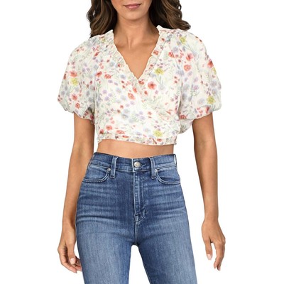 70F/21C Женская белая блузка-стихарь с оборками, укороченная рубашка L BHFO 0147