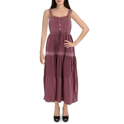 Lucky Brand Womens Pink Lace Trim Long Summer Maxi Dress S BHFO 4081