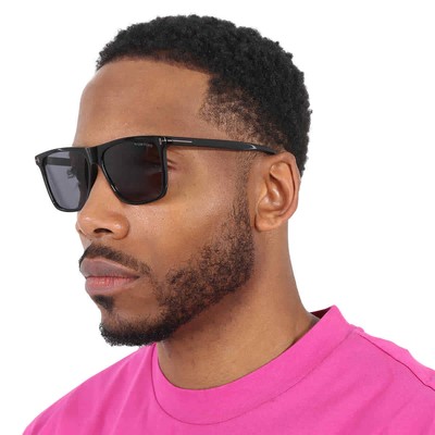 Pre-owned Tom Ford Fletcher Smoke Browline Men's Sunglasses Ft0832-n 01a 59 Ft0832-n 01a In Gray