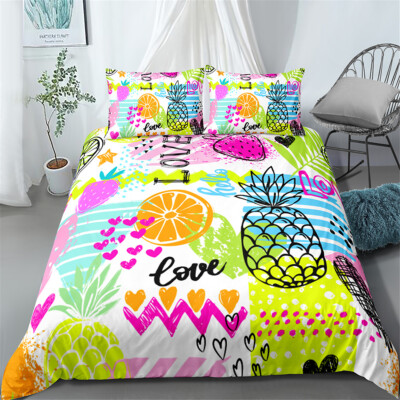 Pineapple Orange Duvet Quilt Doona Cover Set Single Double Queen King Super Bed