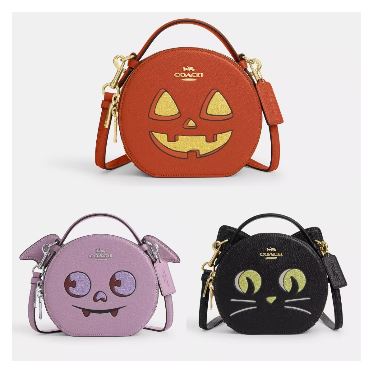 ショルダーバッグ・ポシェット COACH Canteen Crossbody Bag With Halloween Cat CW467 Coach CW467 Canteen Crossbody With Halloween Cat Crossgrain