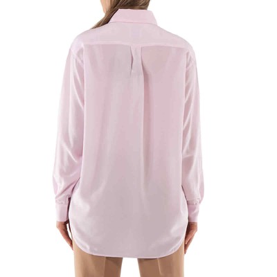 Pre-owned Burberry Pale Candy Pink Ivanna Silk Crepe De Chine Oversized Shirt, Brand Size