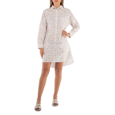Pre-owned Max Mara Ladies White Bevanda Monogram Shirt Minidress