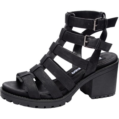 

Женские сандалии на каблуке с пряжкой в клетке для грязной стирки BHFO 7426, Черный, Fun Stuff