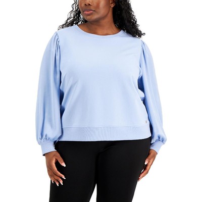 

Calvin Klein Womens Blue Cozy Comfy Sweatshirt Loungewear Plus  BHFO 9744, Dawn