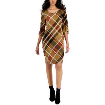 

Женское желтовато-коричневое вязаное рабочее платье в клетку Connected Apparel  BHFO 1271, Spice