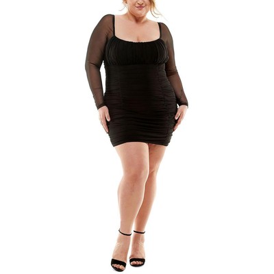 Женское черное мини-облегающее платье Emma на шнуровке сзади от City Studio Womens Plus 16W BHFO 9670