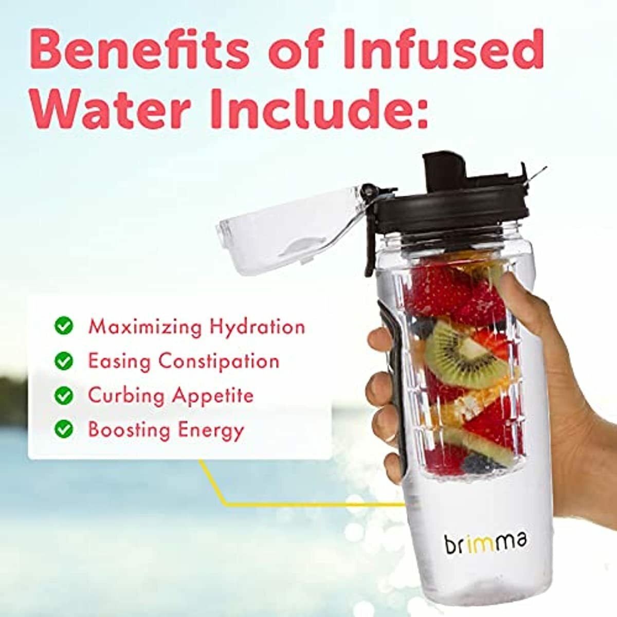 Fruit Infuser Water Bottle 32 oz Large Leakproof Plastic NEW