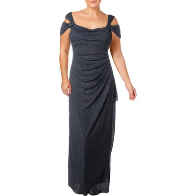 Alex Evenings Женское серое вечернее платье с открытыми плечами и блестками 14 BHFO 8108