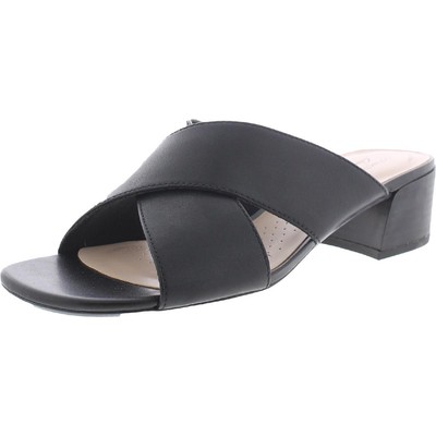 

Женские кожаные сандалии на блочном каблуке Clarks Caroleigh Erin Туфли без задника BHFO 0546, Black leather, Caroleigh Erin