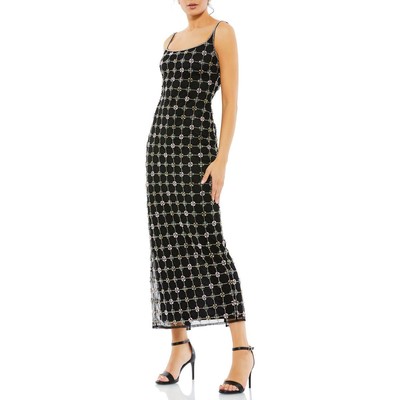 Женское миди-платье для коктейлей и вечеринок Mac Duggal с украшениями Evening BHFO 7936