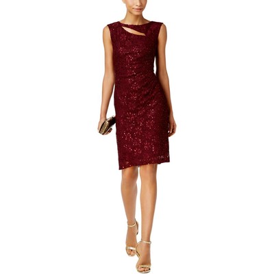 

Женское кружевное коктейльное платье с вырезами и блестками Connected Apparel BHFO 7666, Bordeaux