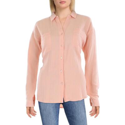 

Женская хлопковая блузка на пуговицах с воротником Eileen Fisher Petites BHFO 1525, Peach