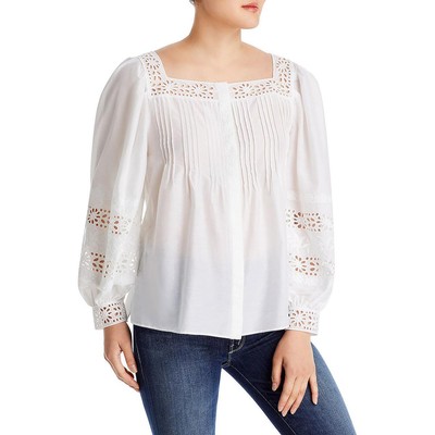 

Kobi Halperin Womens Silvia Белая блузка на пуговицах с люверсами  BHFO 5053, Белый
