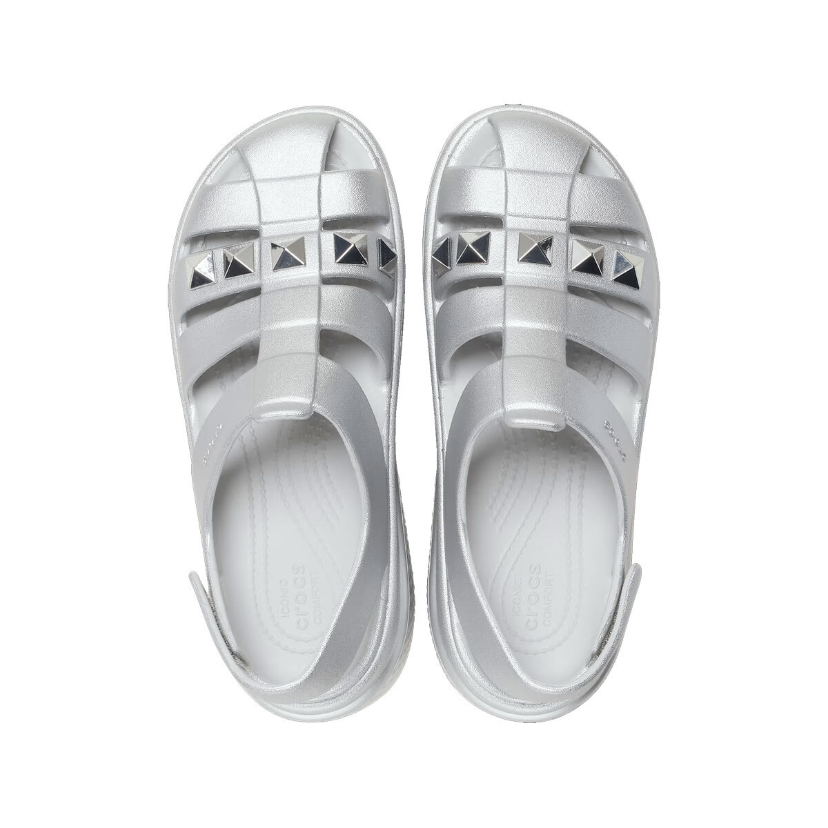 silver crocs sandals