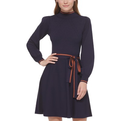 Vince Camuto Womens Navy Contrast Trim Above Knee Fit & Flare Dress S BHFO 0232