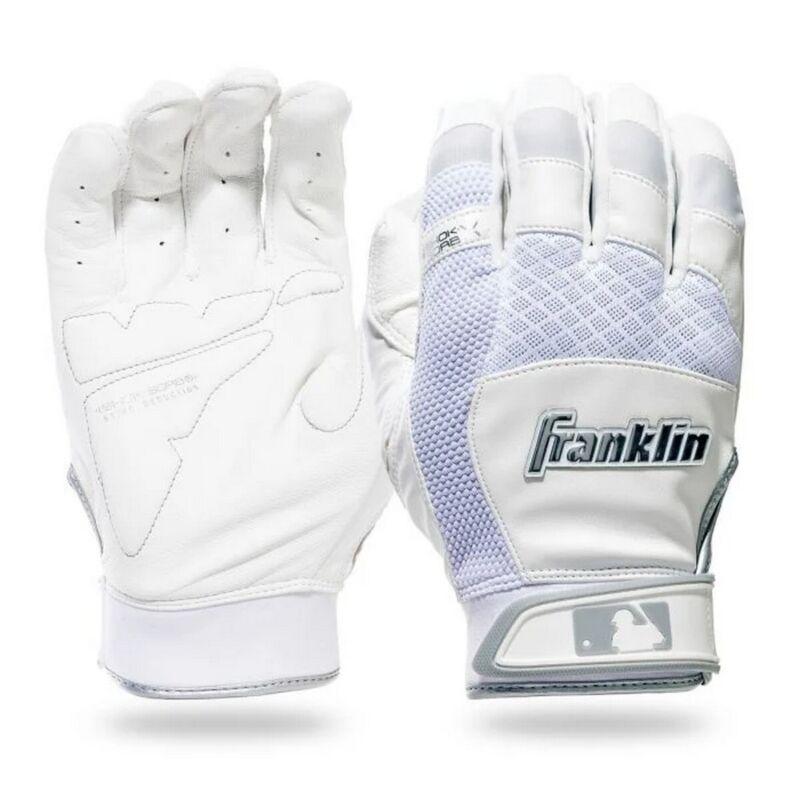 Franklin Shok-Sorb X Youth Baseball Batting Gloves Pair WHITE | WHITE LG