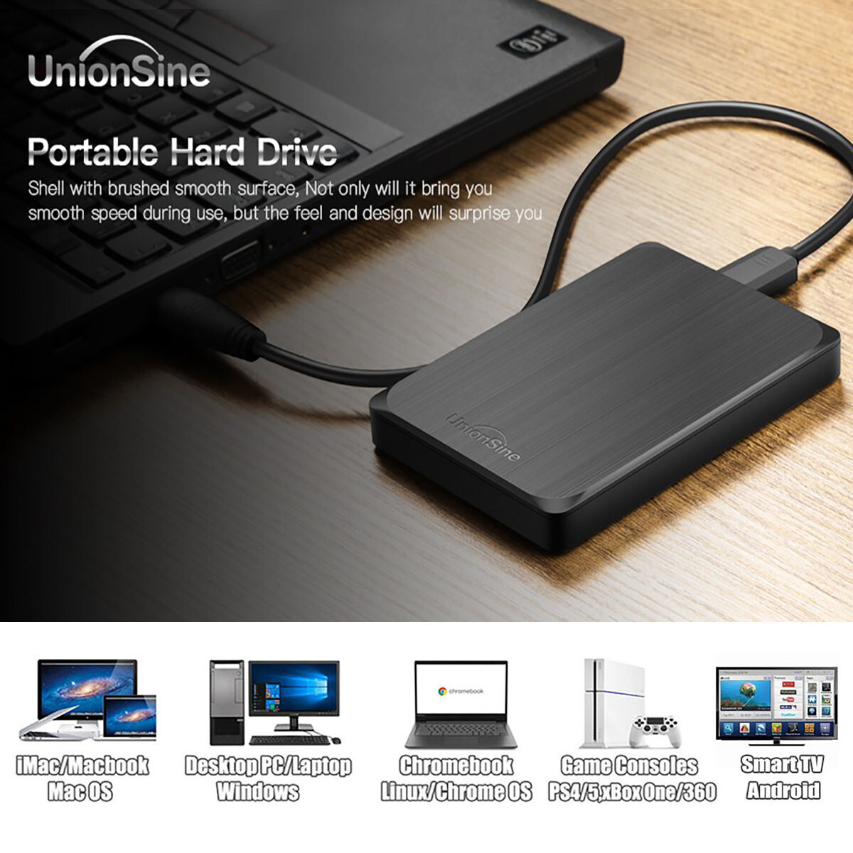 Portable External Hard Drive 2TB 1TB USB3.0 Memory Disk Storage Device PC Laptop