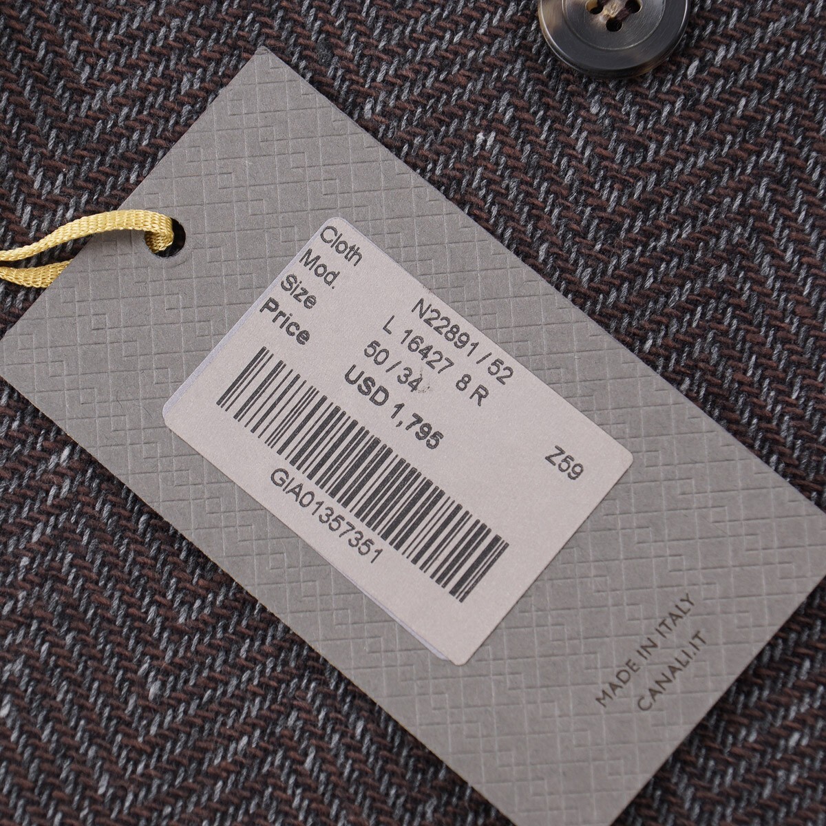 Pre-owned Canali Slim-fit Woven Herringbone Wool-cotton-cashmere Sport Coat 38r In Brown