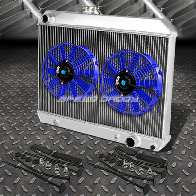 3-РЯДНЫЙ АЛЮМИНИЕВЫЙ РАДИАТОР + КОМПЛЕКТ ИЗ 2-Х ВЕНТИЛЯТОРОВ НА 10 ВЕНТИЛЯТОРОВ СИНЕГО ЦВЕТА ДЛЯ PONTIAC GTO /TEMPEST/LEMANS 65-66
